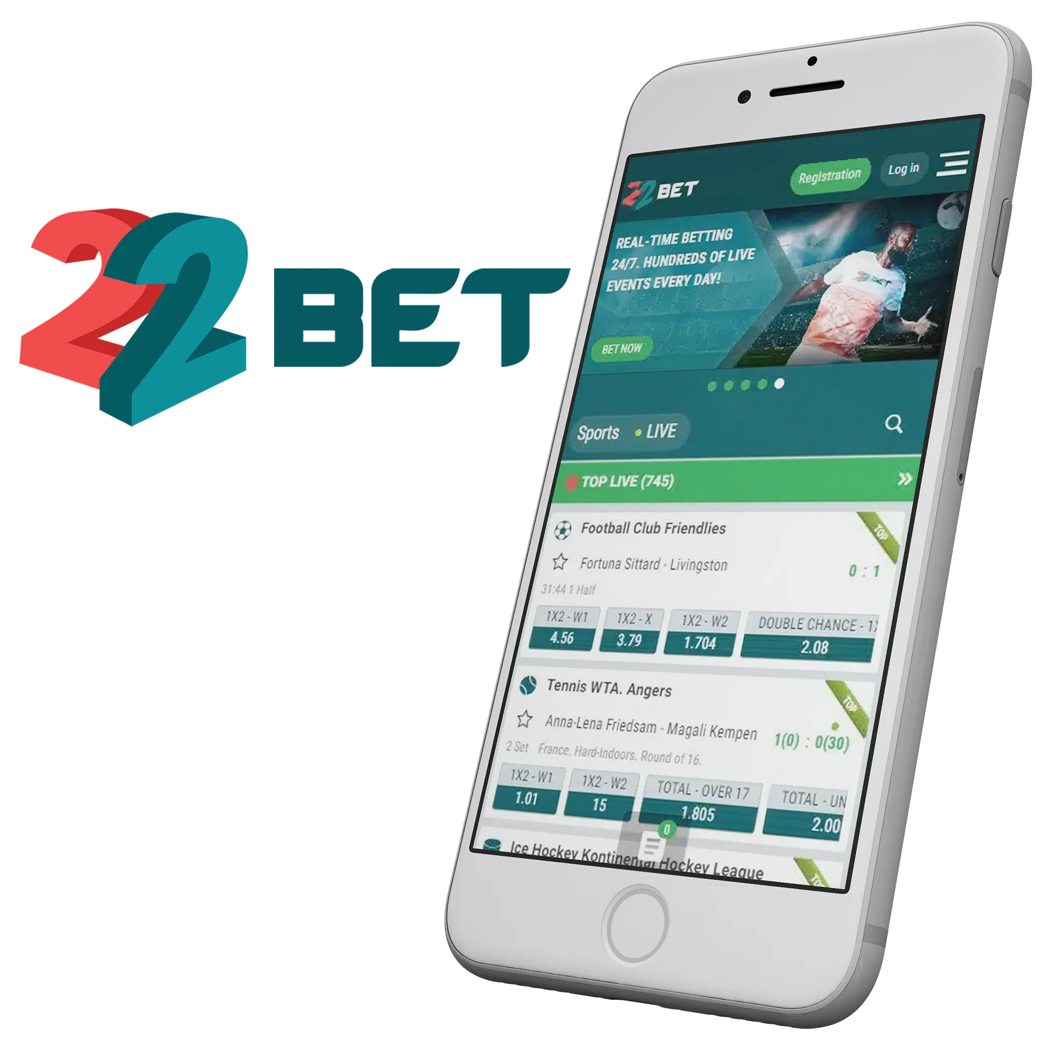 22bet mobile app is very convenient to place bets on cricket