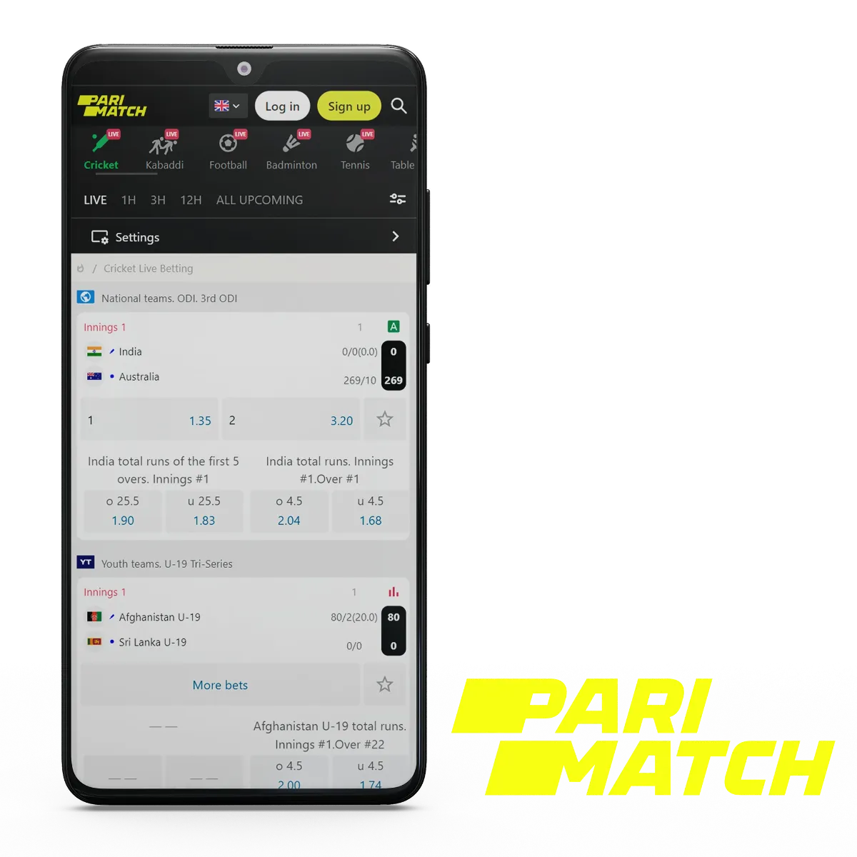 Parimatch app is one of the best platforms to place bets on cricket.