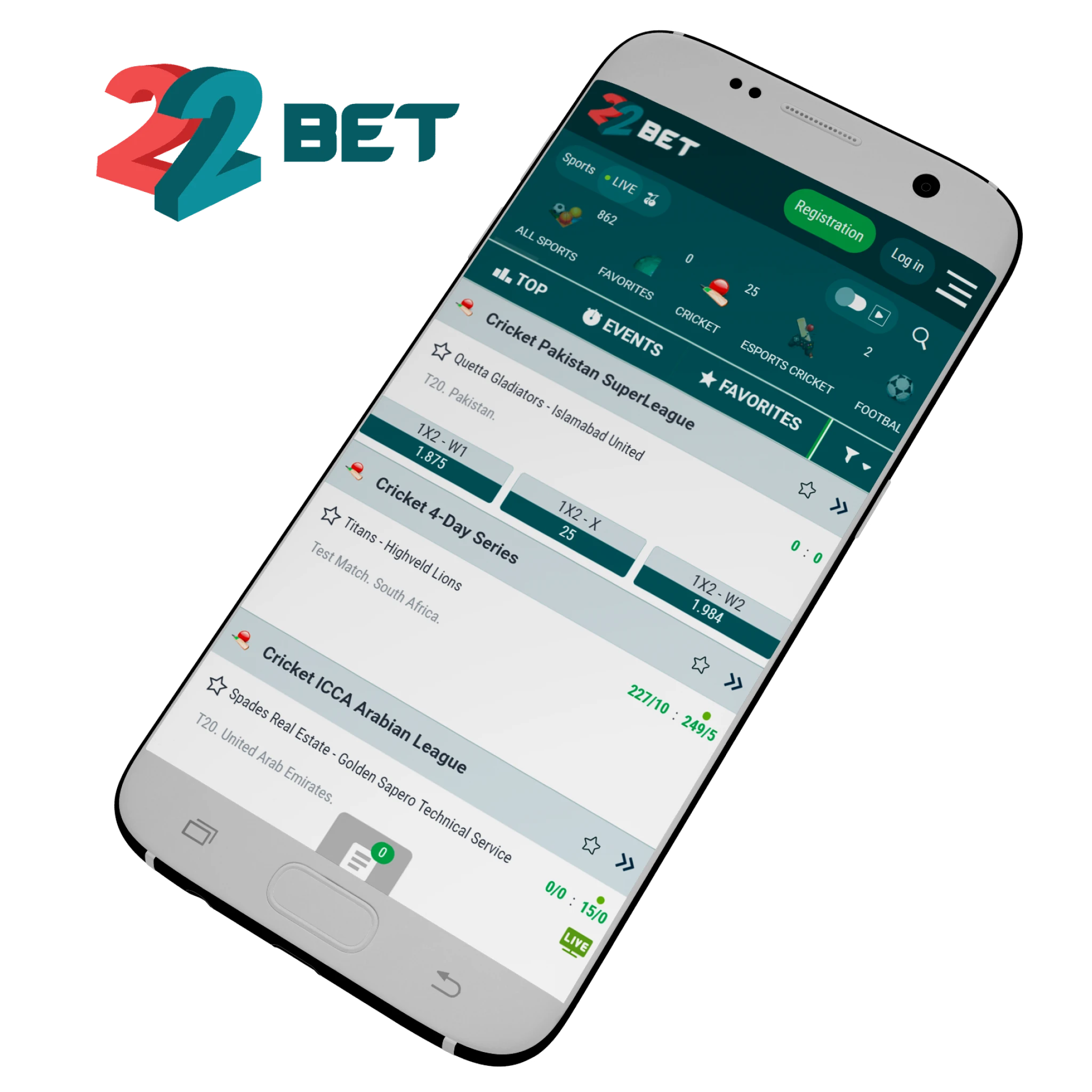 22bet app offers low system requirements for downloading and cricket betting.