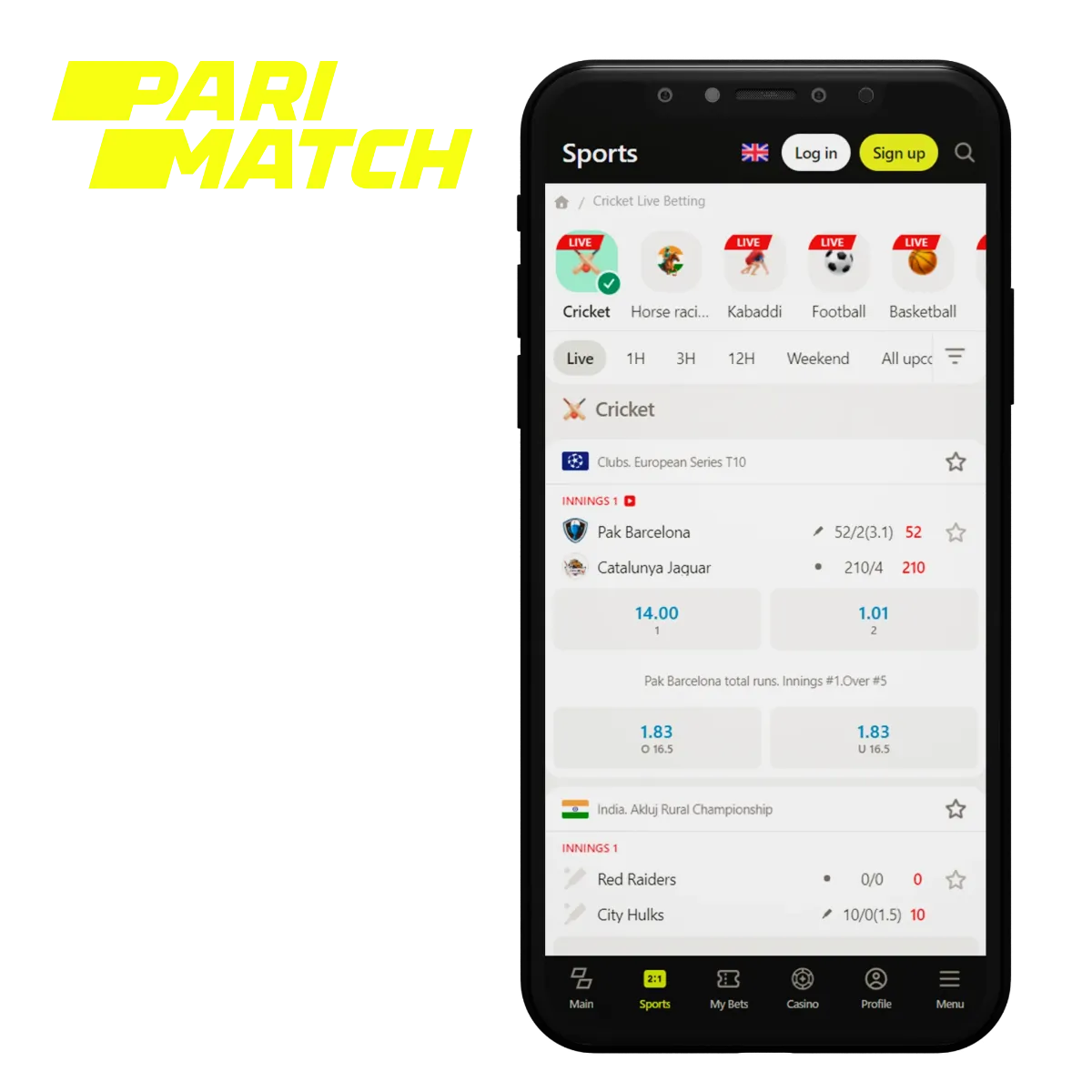 Download Parimatch app and bet on cricket even more comfortably.