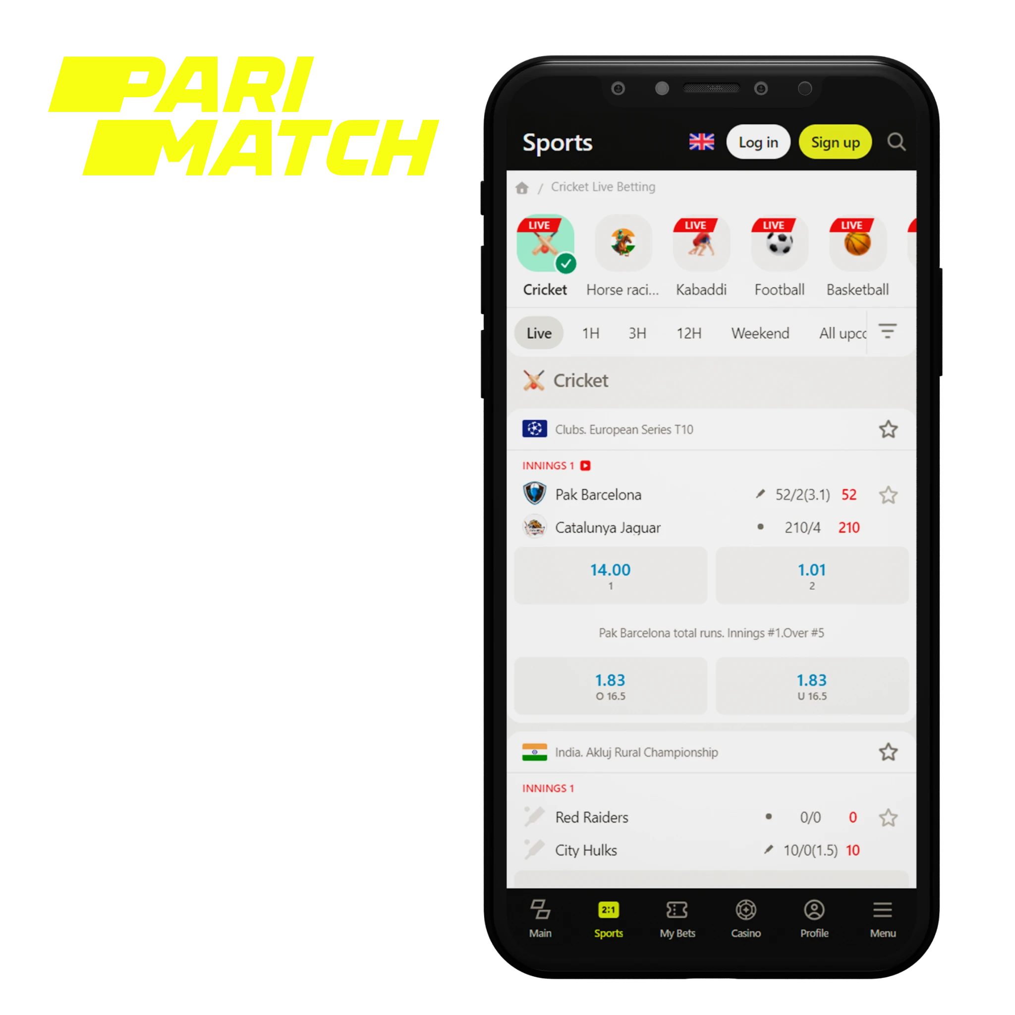 Download Parimatch app and bet on cricket even more comfortably.