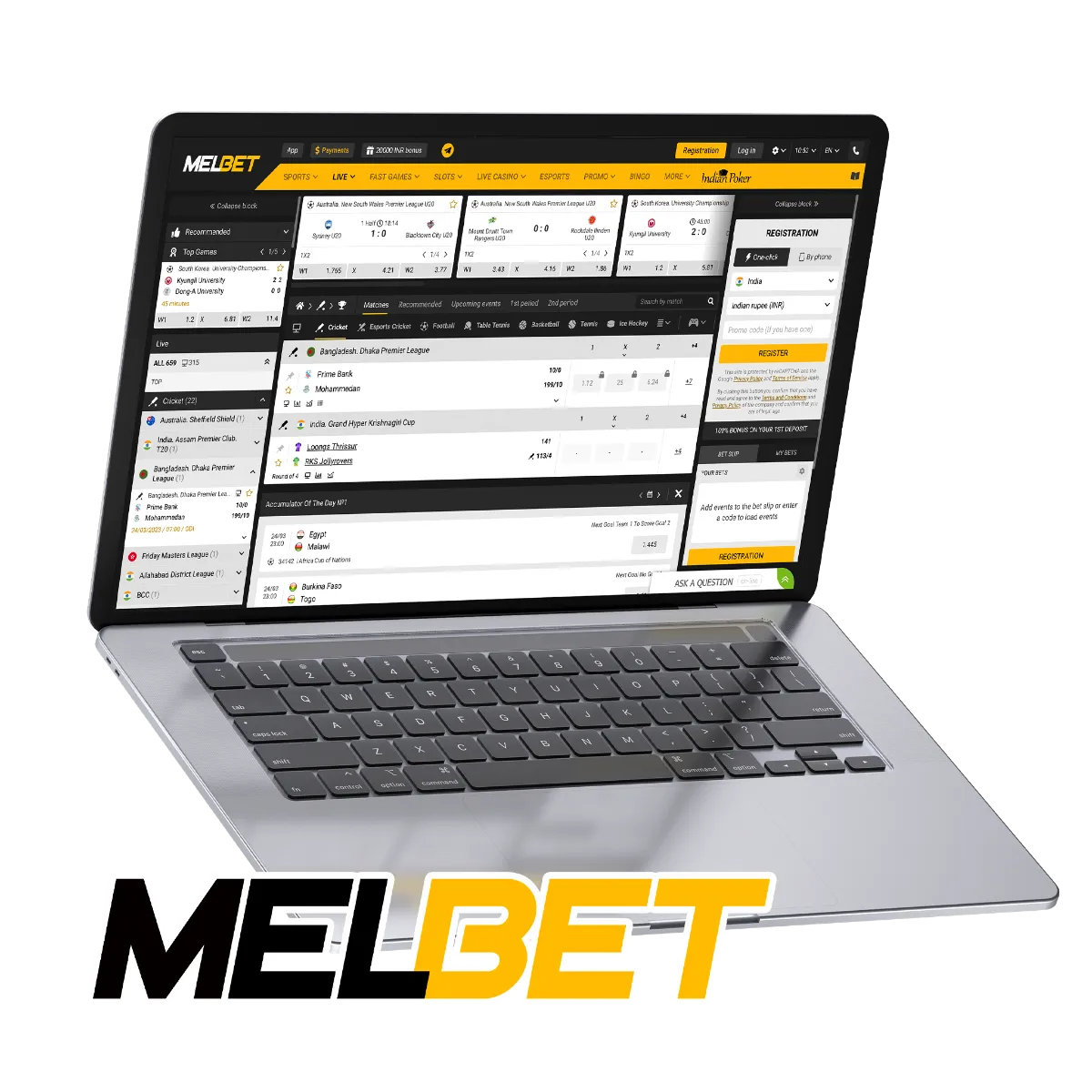 On the Melbet website, you find all the most important cricket events.