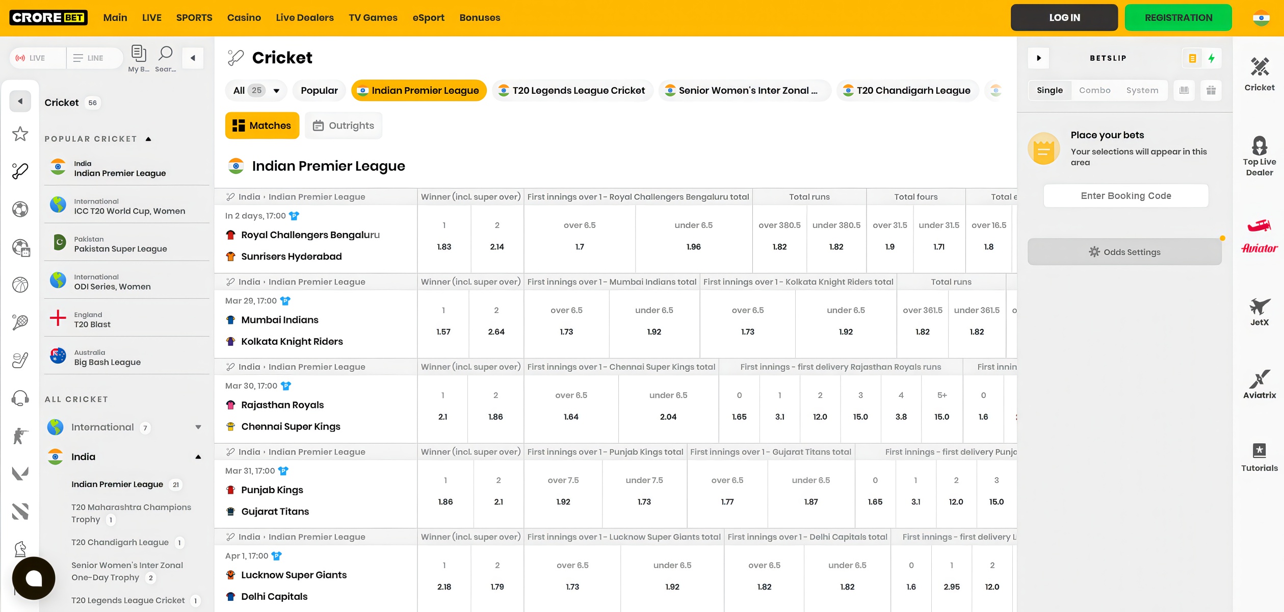 Crorebet website for IPL betting with focus on indians.