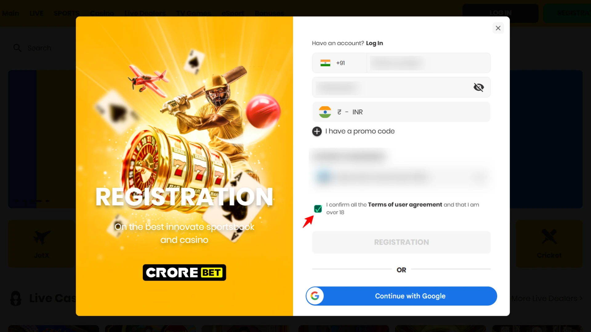 Confirm the terms of the user agreement.