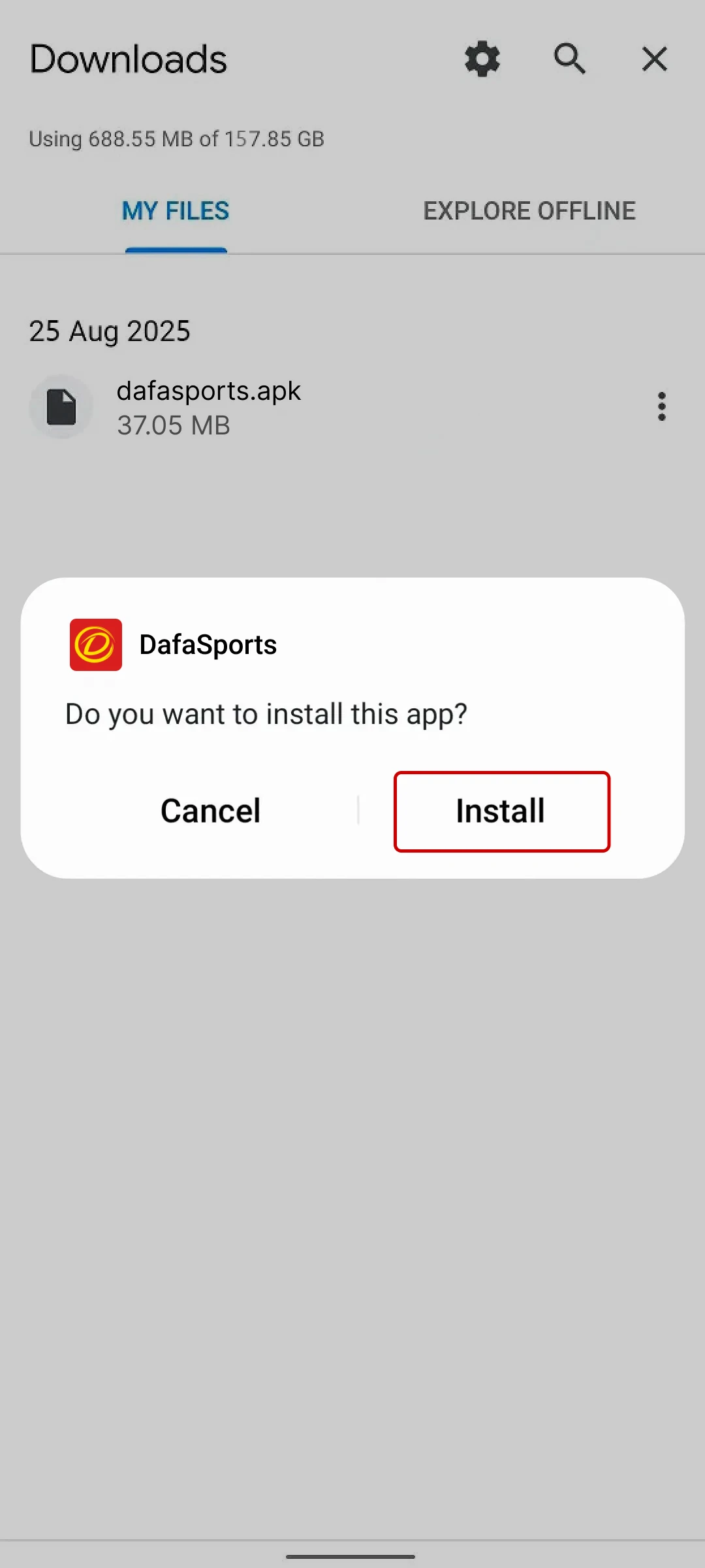 Open the downloaded Dafabet app APK file on your phone and tap Install.