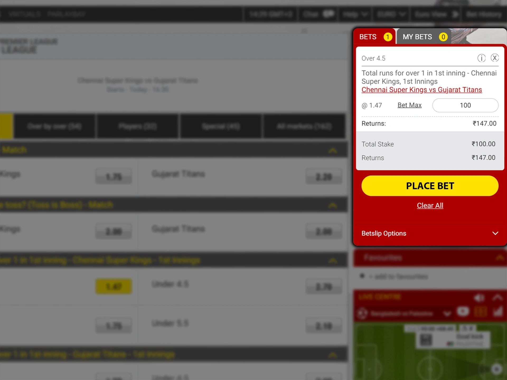 Enter all the necessary information and place your bet at Dafabet.
