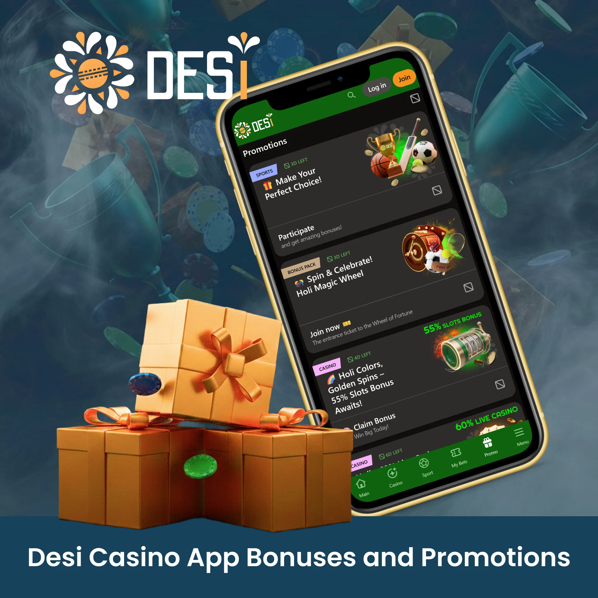Claim exclusive mobile bonuses and promotions through the Desi App.