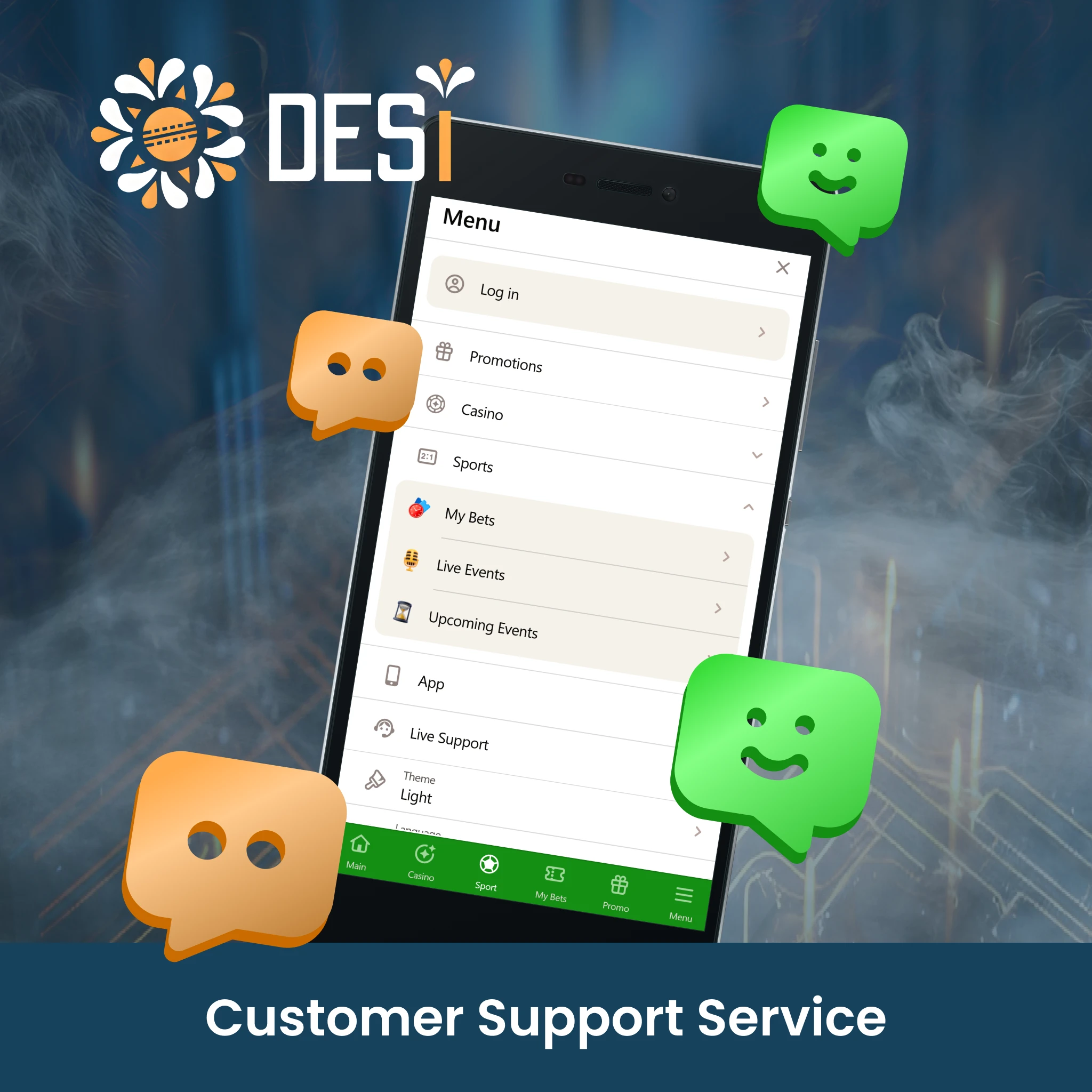 Get professional help and 24/7 assistance through the Desi App support.