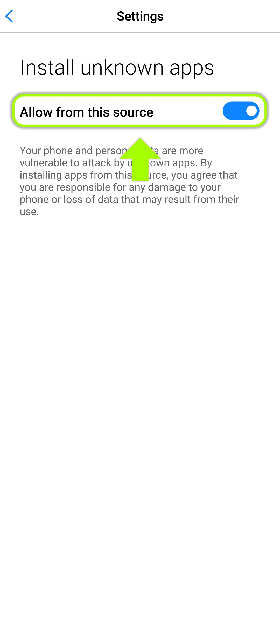 Enable third party installations in settings for the Desi App APK.
