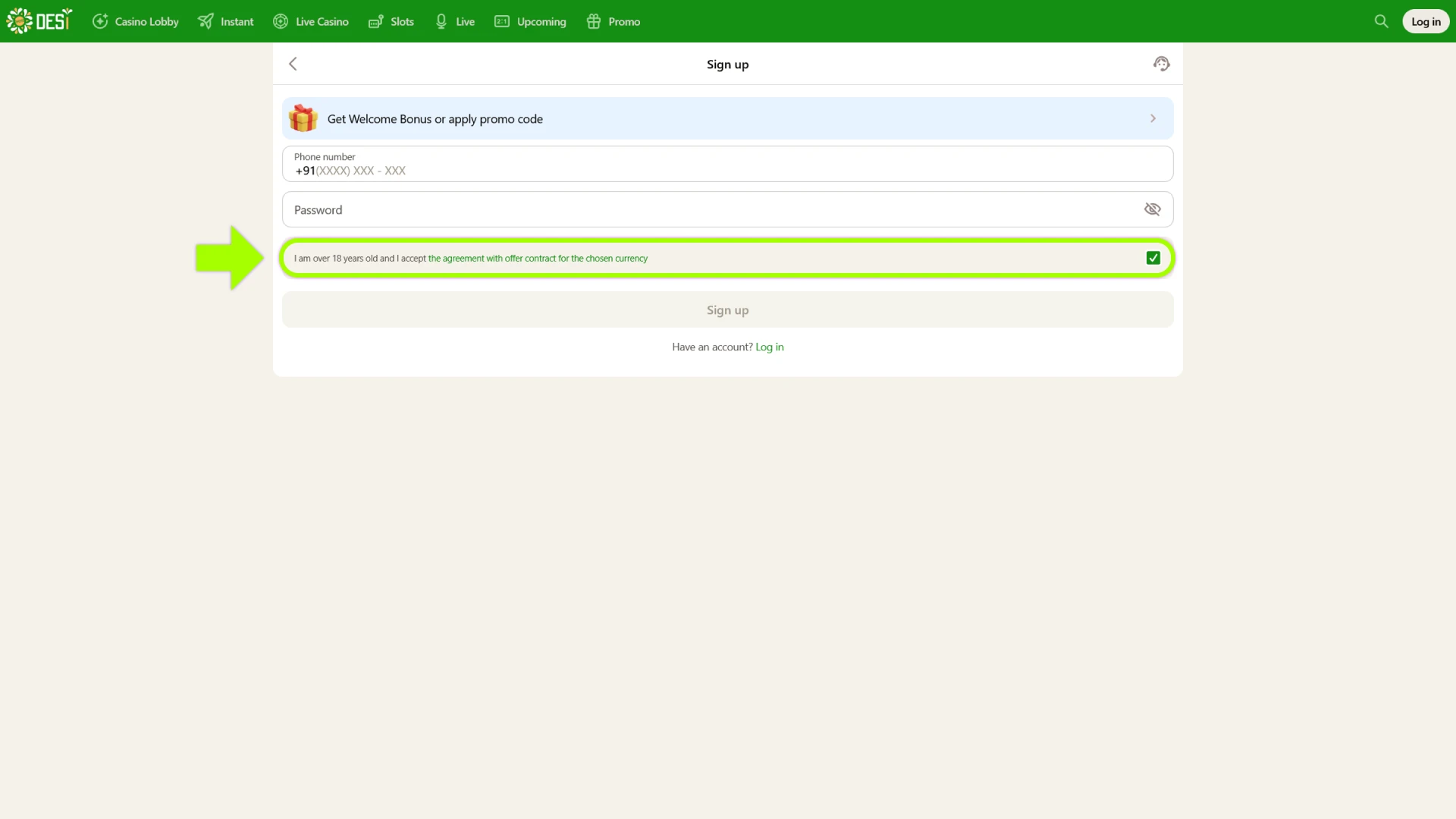 Finalize the sign up process on the official Desi site review.