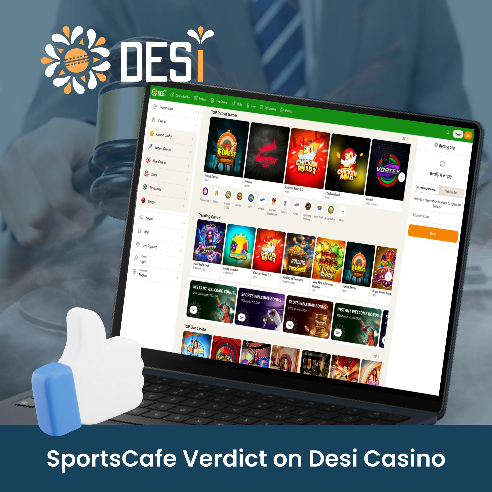 Read the official SportsCafe verdict for this Desi Casino India review.
