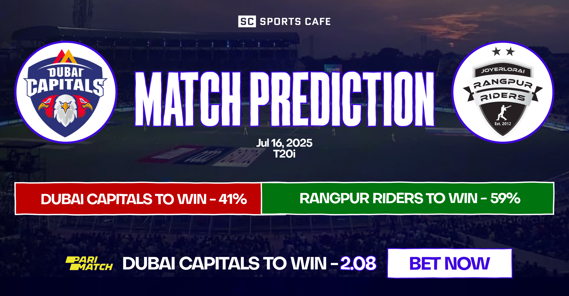 dubai capitals vs rangpur riders match prediction.
