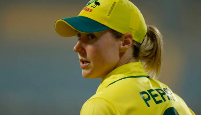 Ellyse Perry playing for Australia in a match.