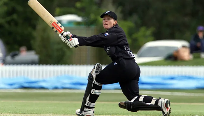 Emily Drumm batting in an ODI match.