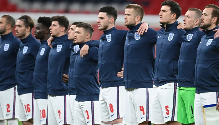 England players during a game of EURO 2020.