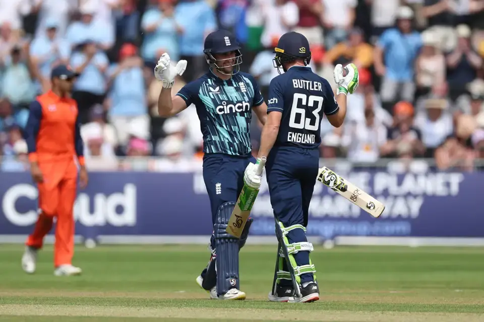 England defeated Netherlands by 232 runs.