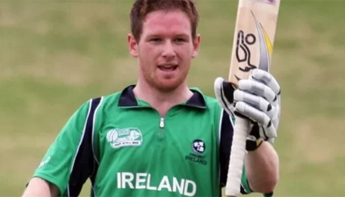 Eoin Morgan playing for the Ireland team.