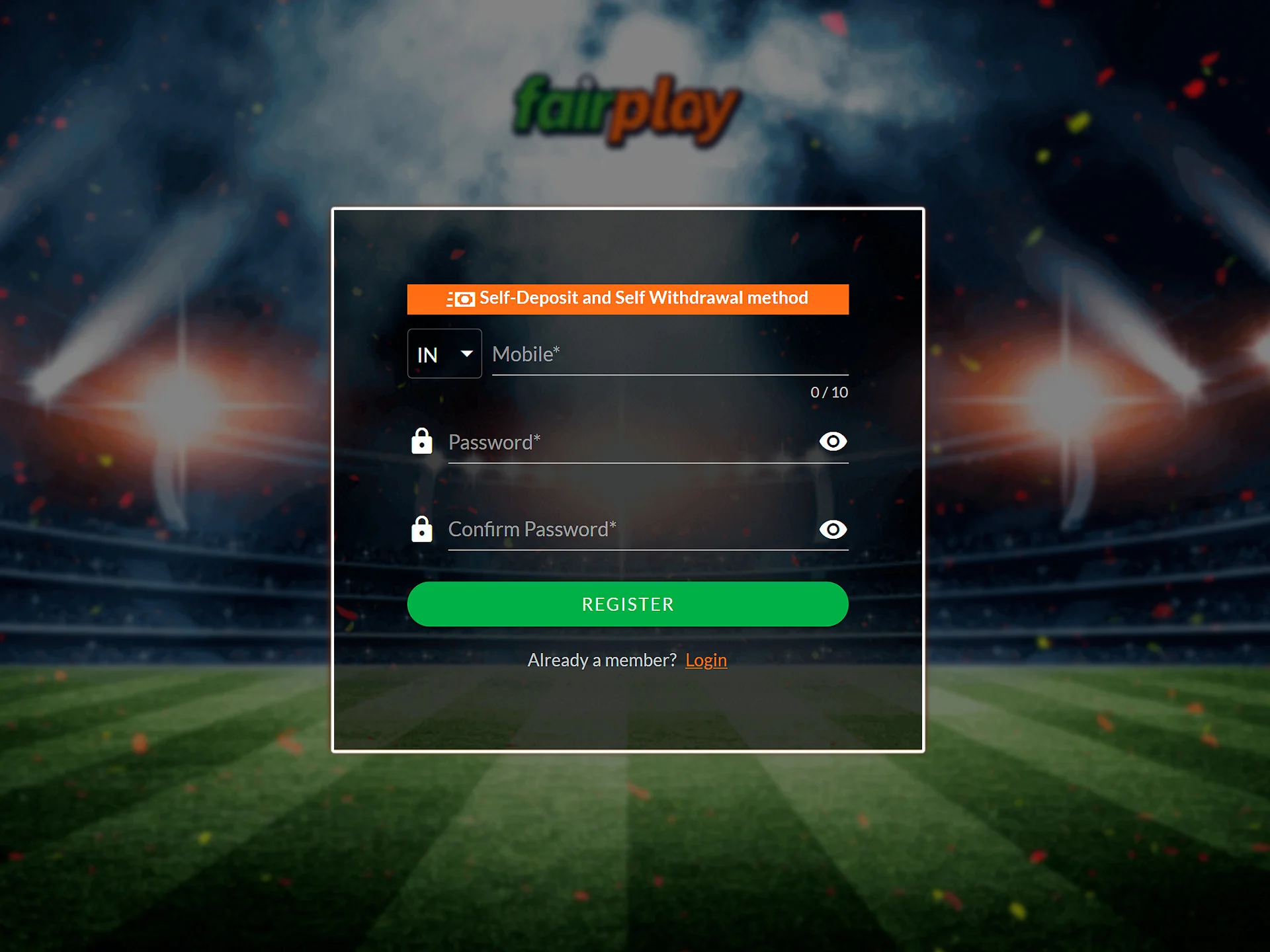 Register or log in to the Fair Play website if you already have an account.