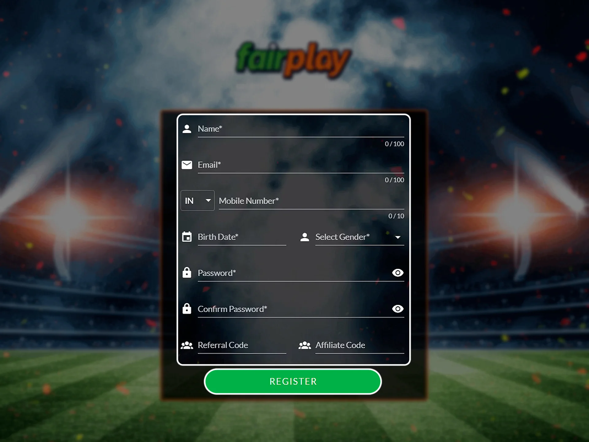 Go to the Fairplay website and fill out the form to become a registered user.