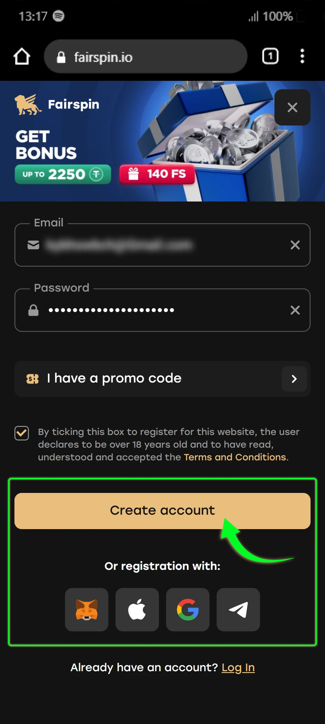 Open the app and create an account by entering the required details.