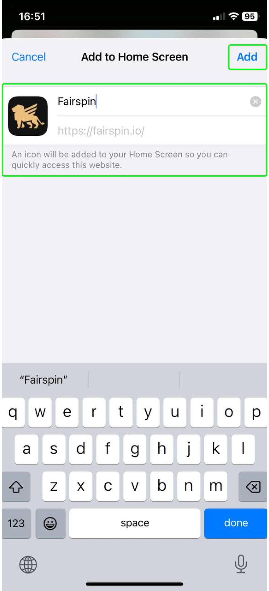 Pick a name for the mobile application and tap “Add”.