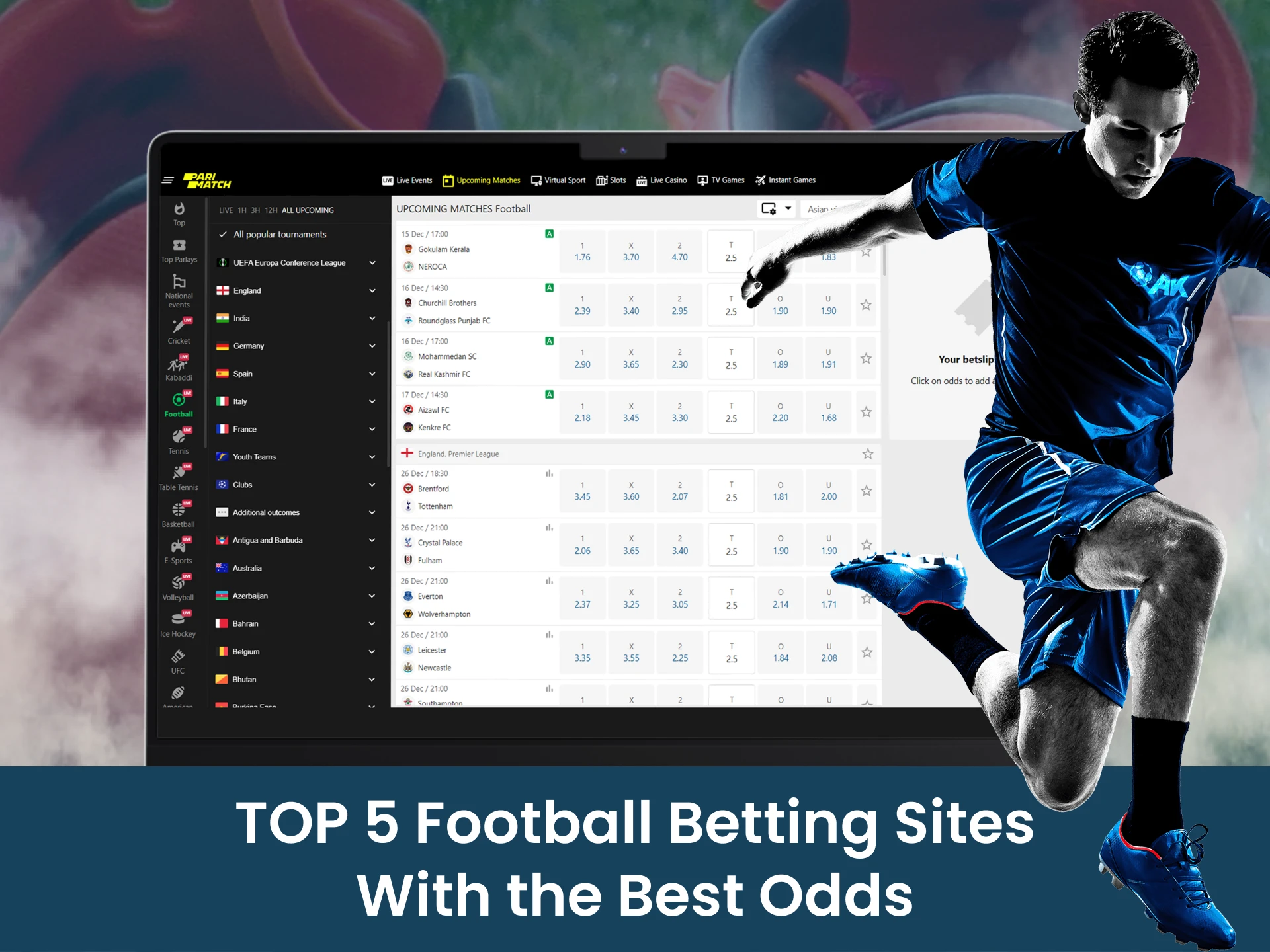 On these sites you will find the best odds on the football betting.