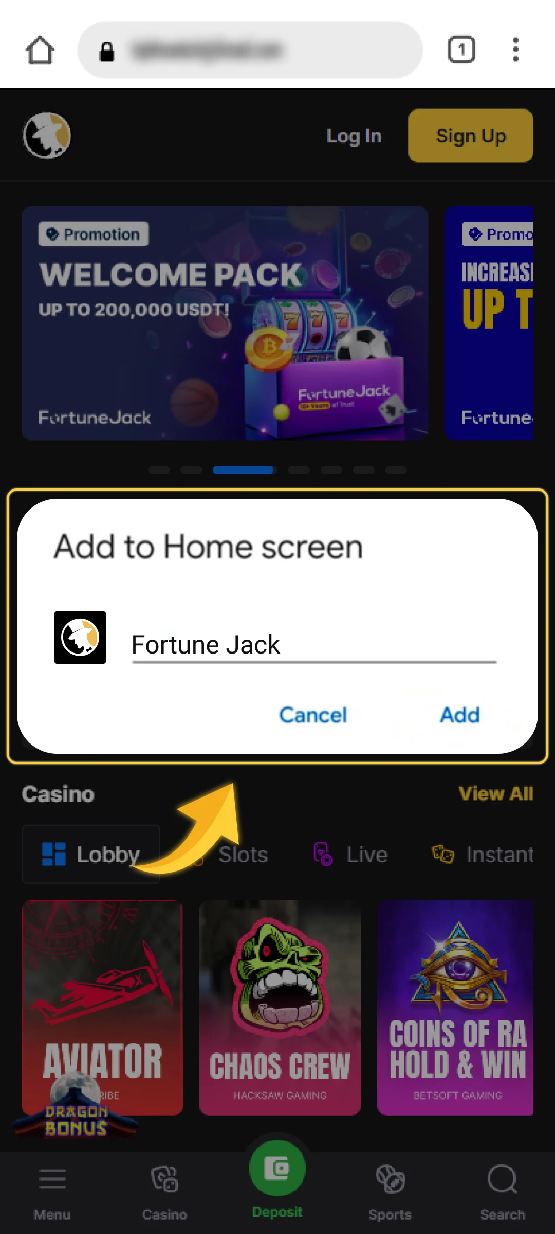 Enter the name for the PWA mobile application and press “Add”.