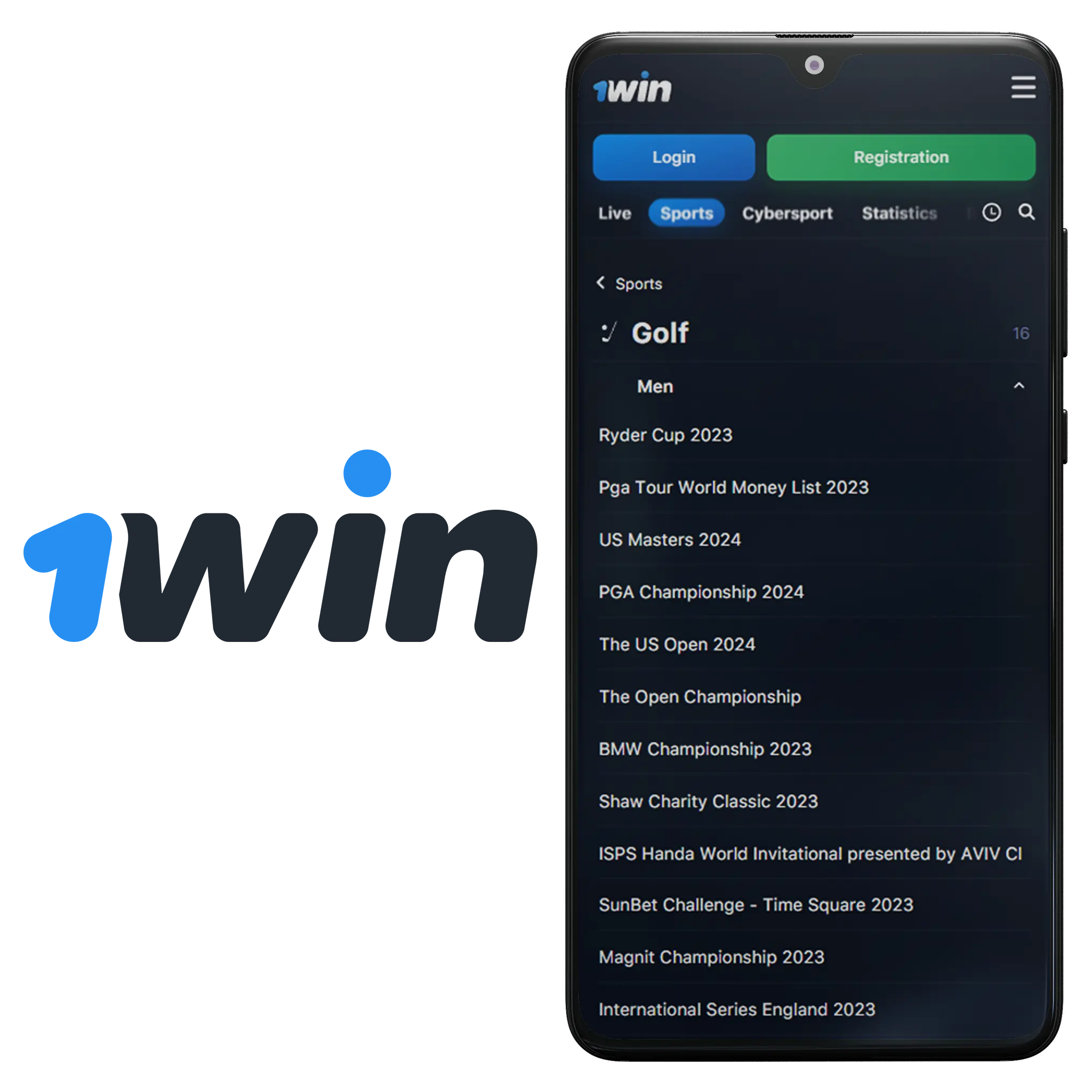 1win app for golf betting games is available for iOS and Android.