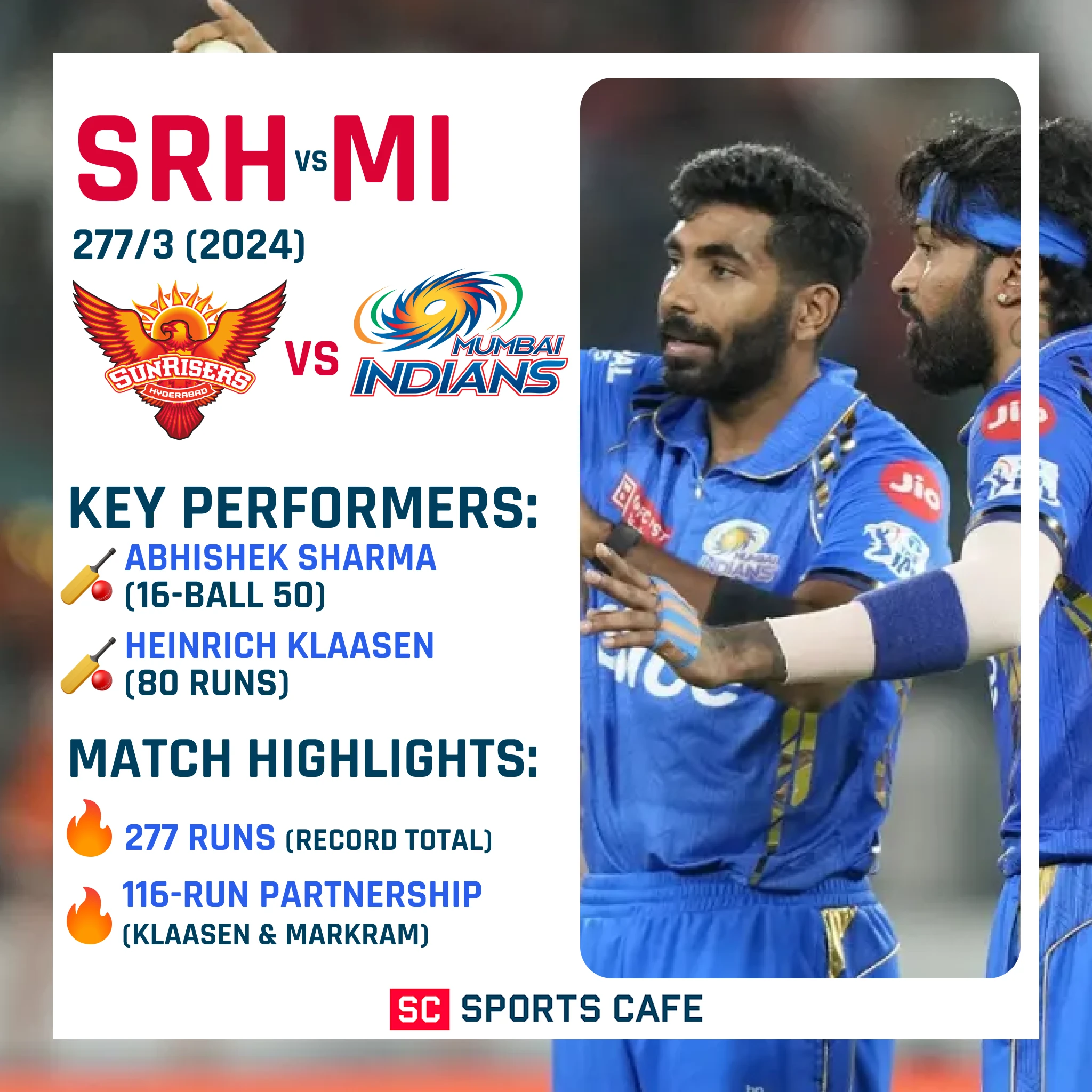 Sunrisers Hyderabad vs Mumbai Indians.