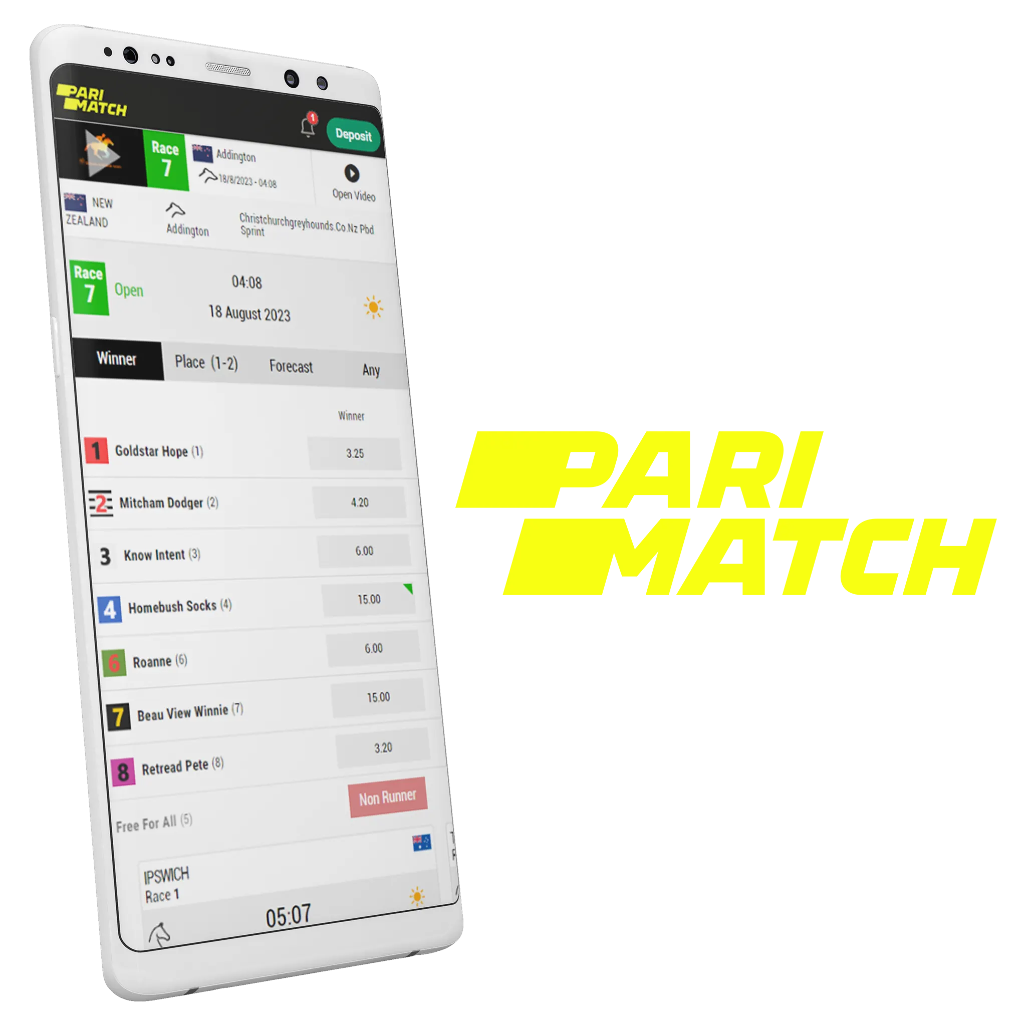 Place bets on horse racing in the Parimatch app.