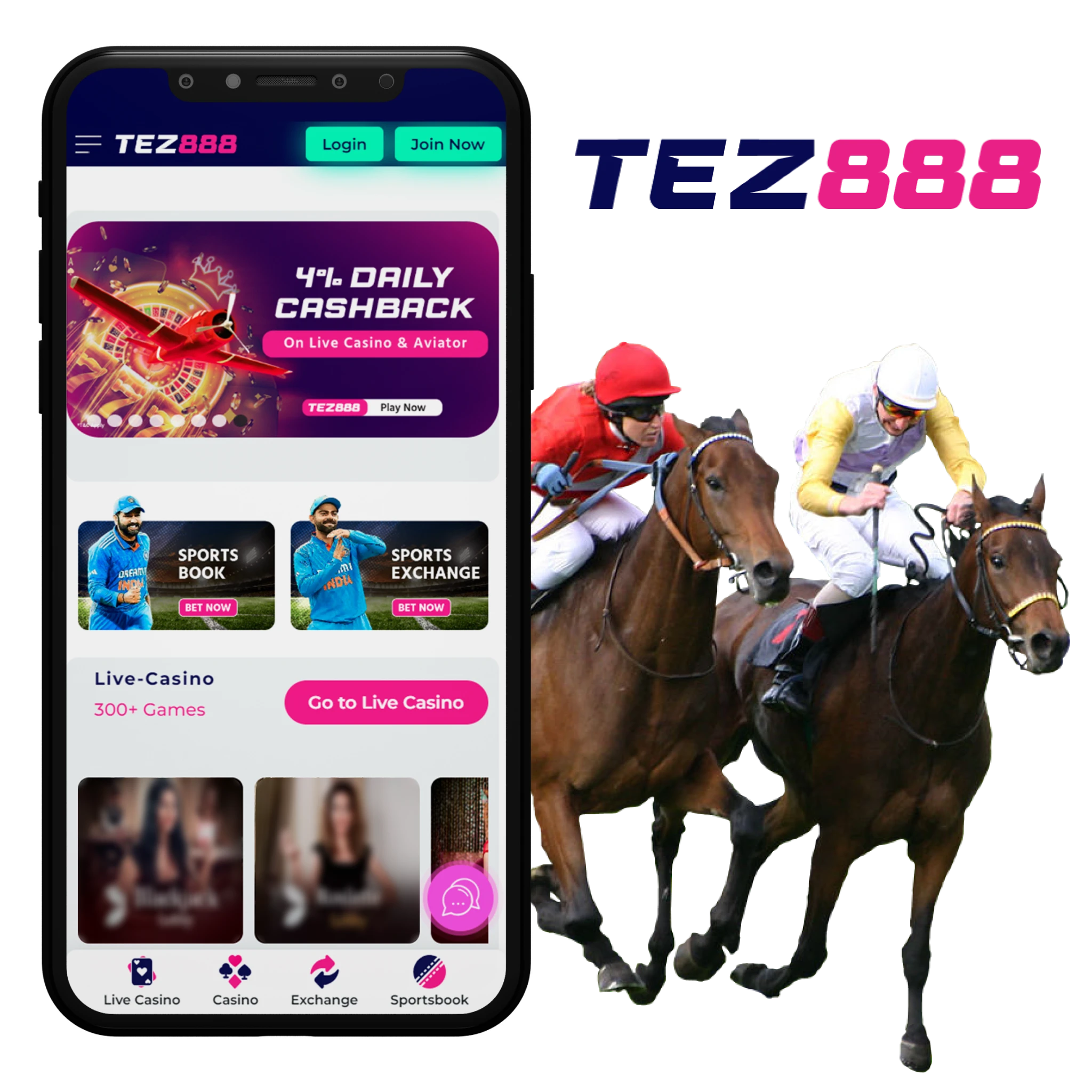 Tez888 app presents a captivating platform tailored for online horse racing betting lovers.