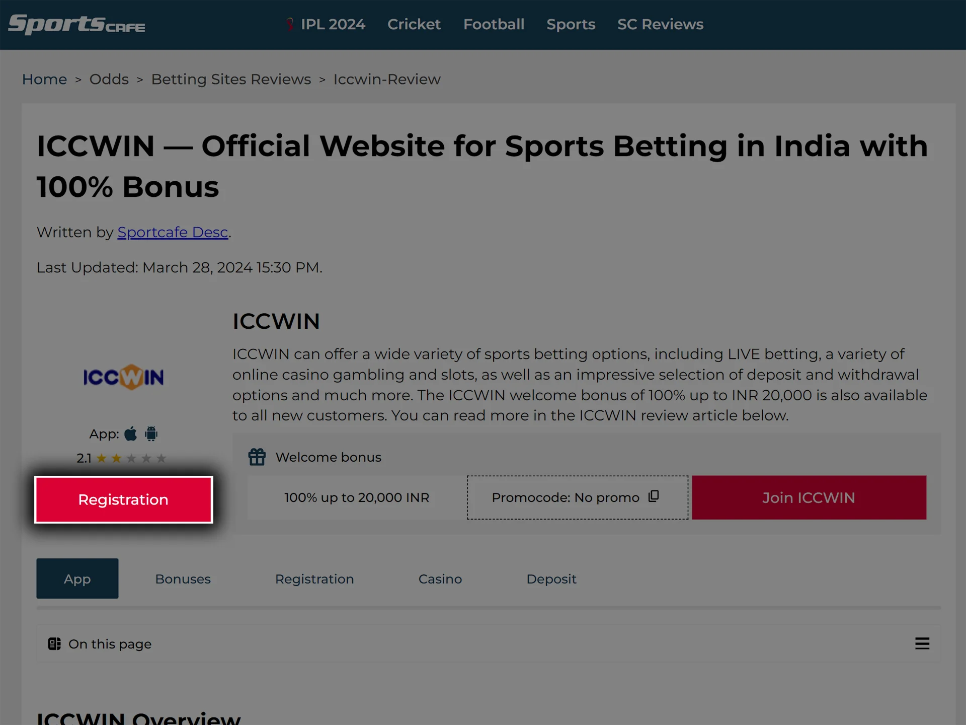 Go to the official ICCWIN website.