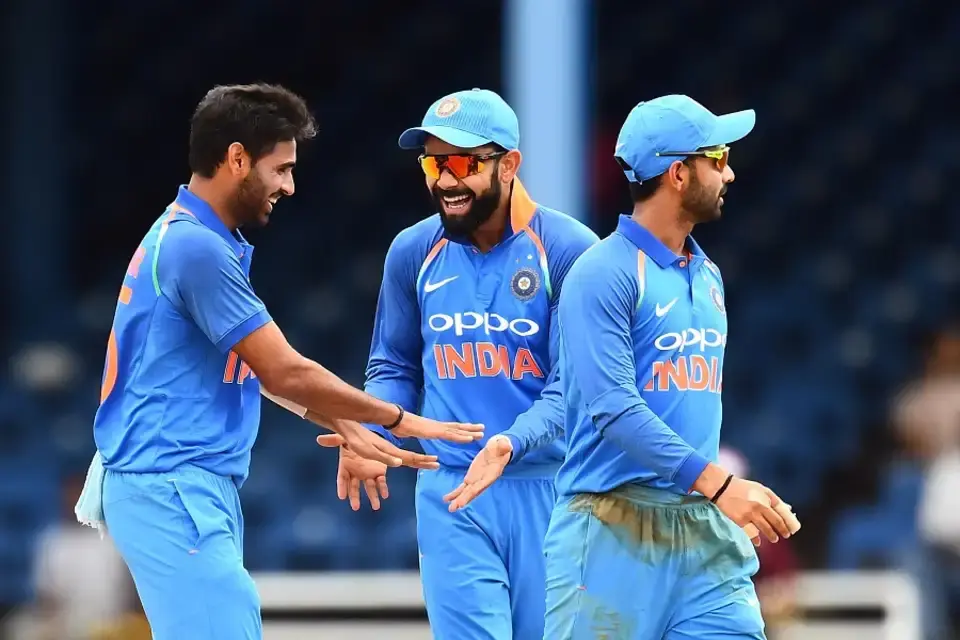 India defeated West Indies by 105 runs.