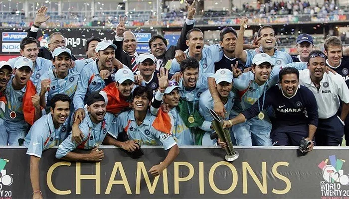 Indian team after winning the 2007 ICC T20 World Cup.