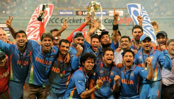 Indian team celebrating after winning the 2011 ODI World Cup.