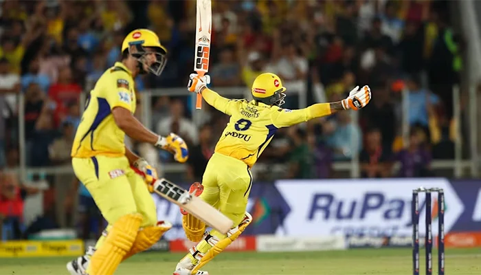 IPL 2023 winning moment for Chennai Super Kings.