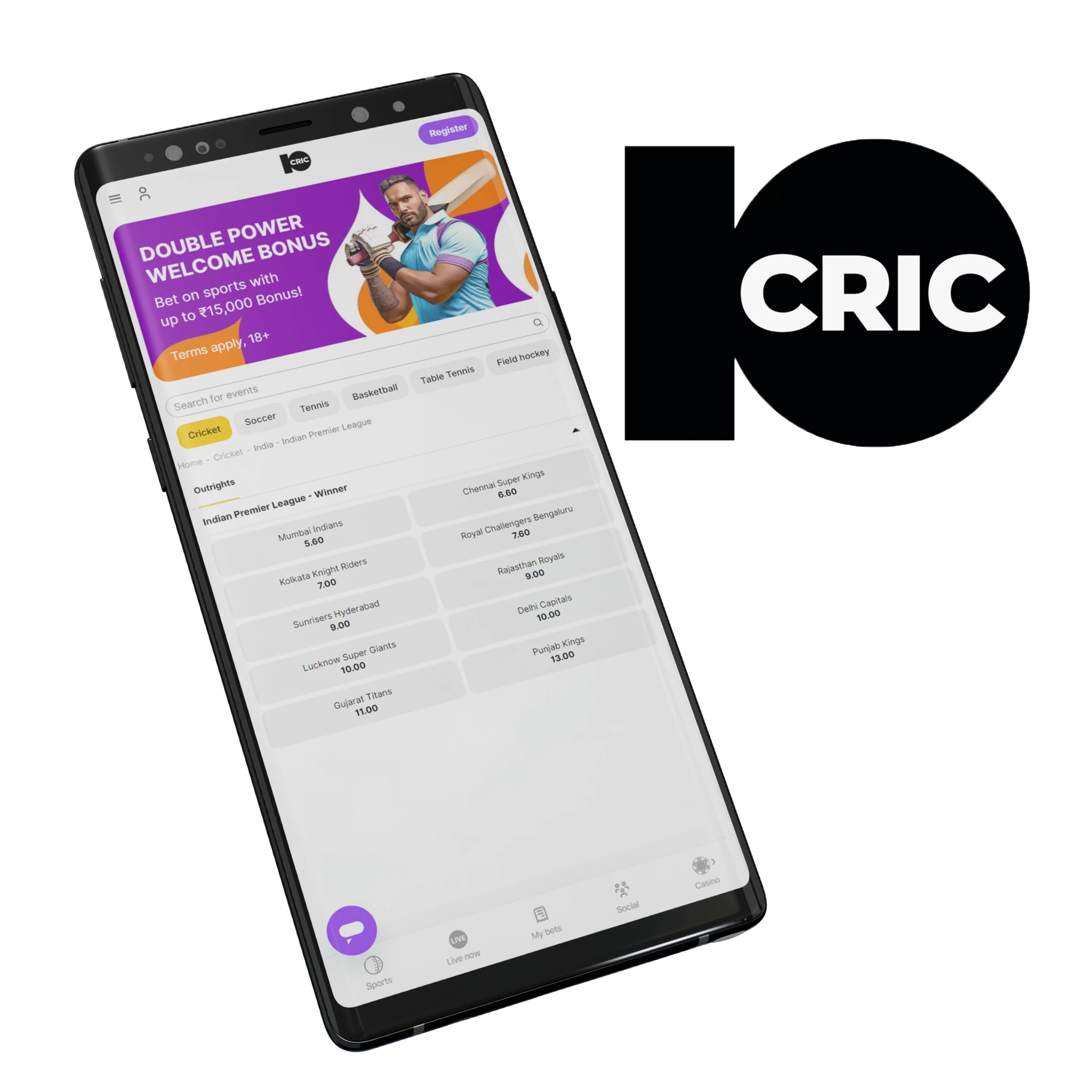  10cric App is suitable for you if you want to have one-click access to all betting on available IPL matches.