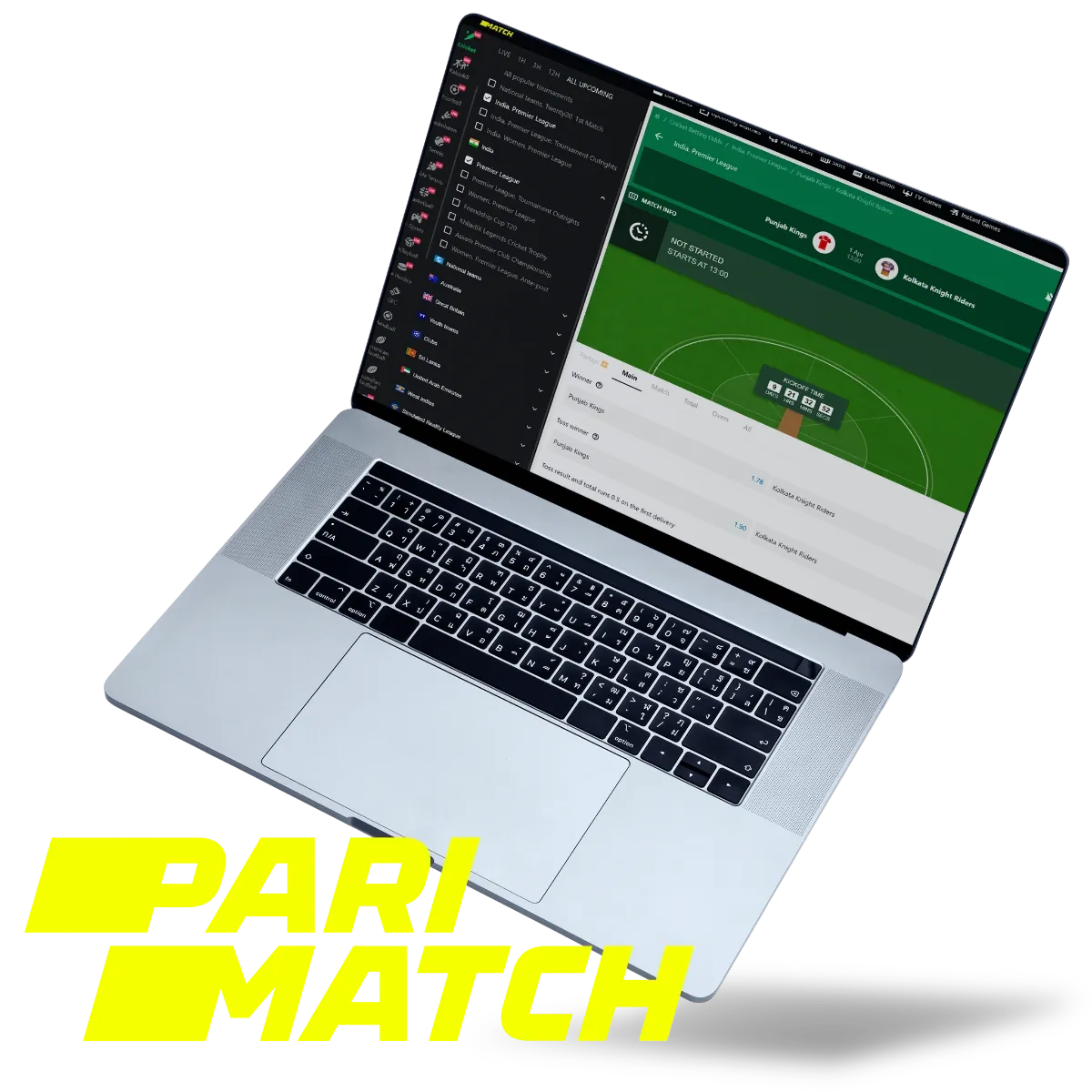 On Parimatch, you can easily place a bet on any IPL cricket event.