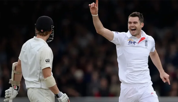 James Anderson celebrates after picking the wicket of Kane Williamson.