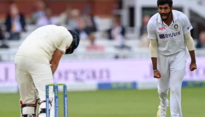 Jasprit Bumrah celebrated after picking the wicket of Joe Root in the Test Match.