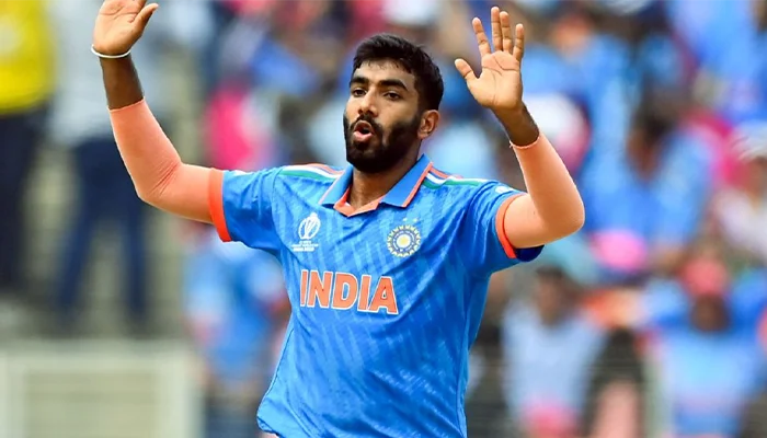 Jasprit Bumrah during a match for the Indian team in ODI World Cup 2023.