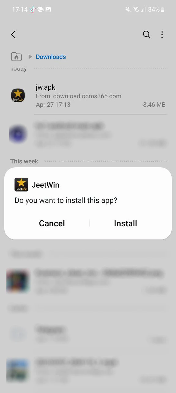 Complete the installation of the Jeetwin app.