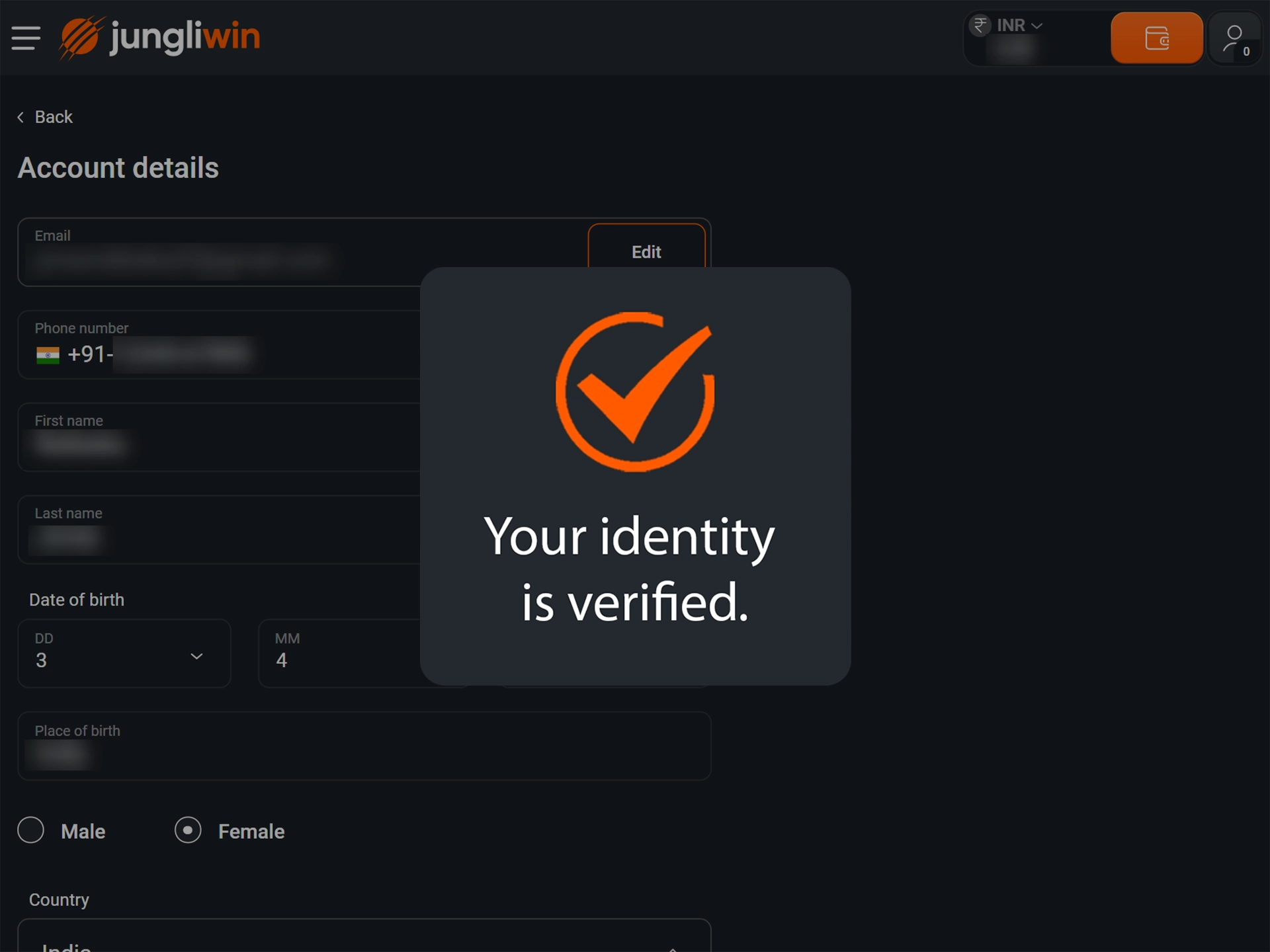 Provide documents to verify your JungliWin profile.