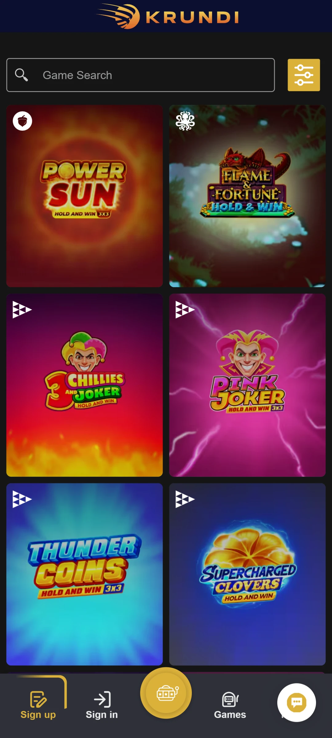 Krundi Casino on Mobile Device.