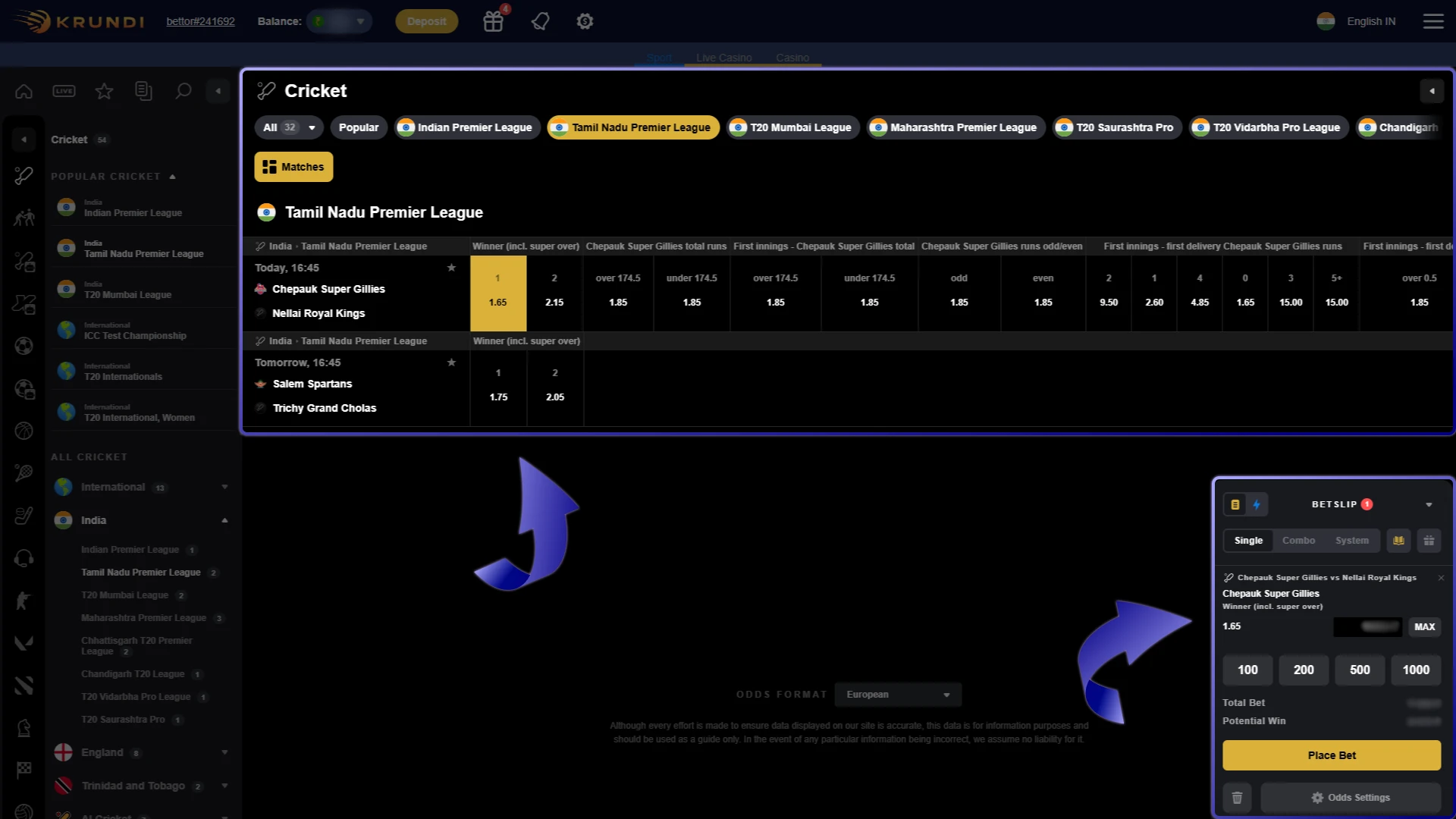 Explore Betting Options and Place Your Bet on Krundi website.