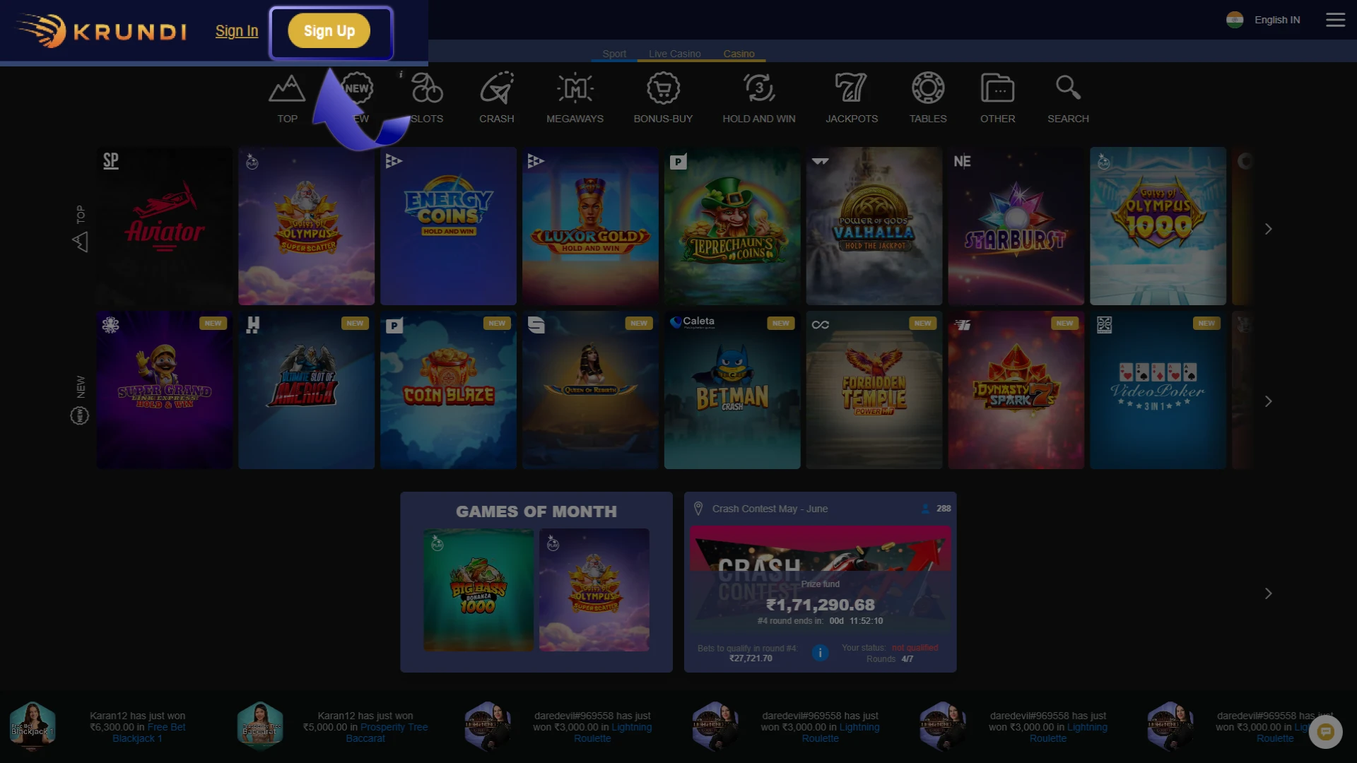 Visit the Official Krundi Website and Click “Sign Up”.