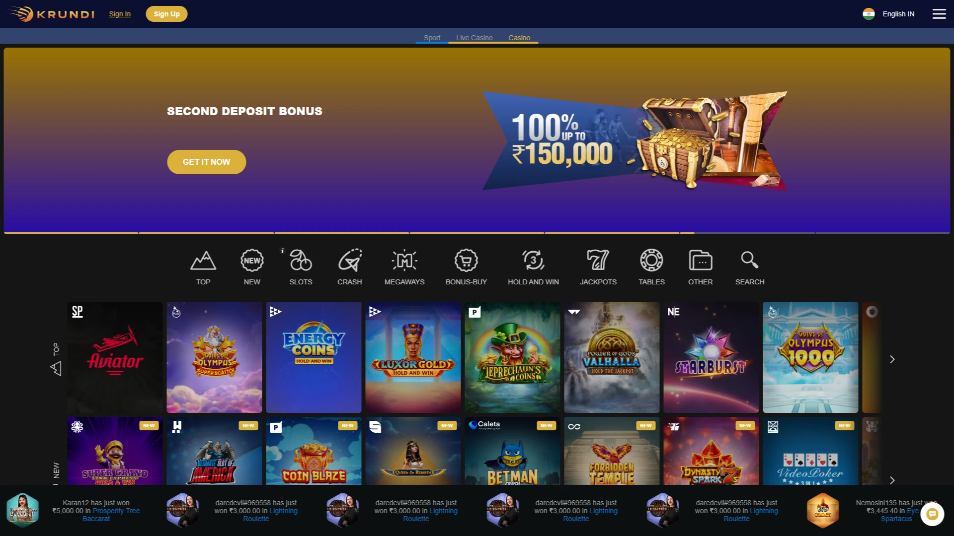 Go to the official Krundi betting website using your browser or mobile device.