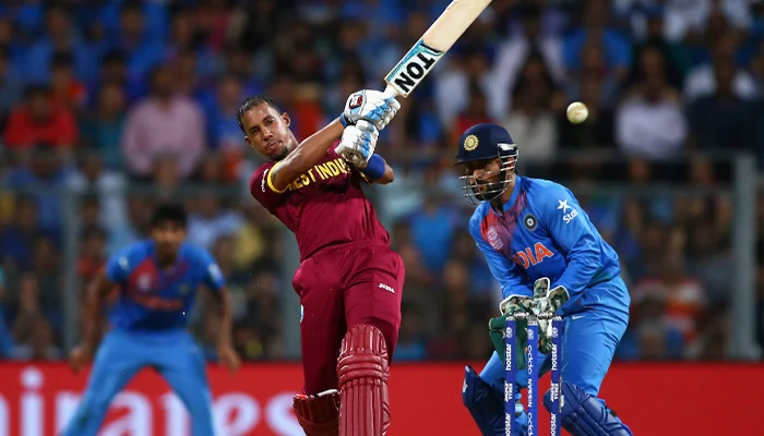 Lendl Simmons during his knock against India in the 2016 T20 World Cup Semi-Finals.