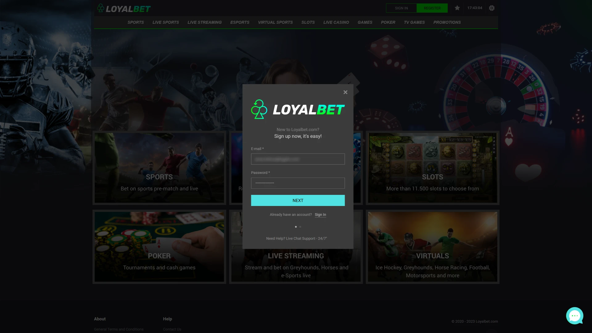 In the registration window on Loyalbet, fill in the information about yourself.