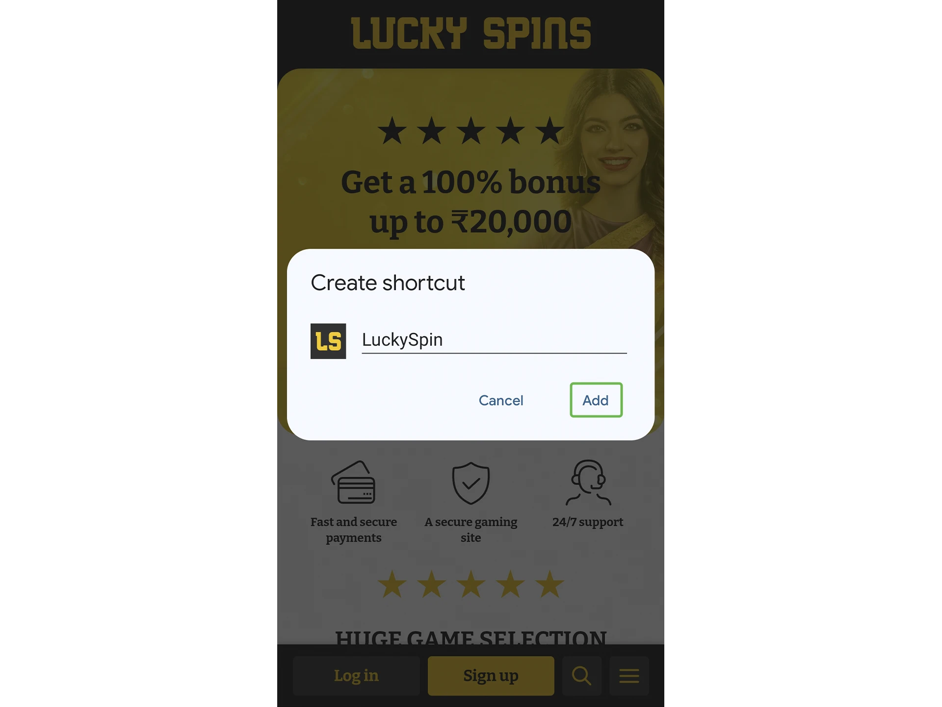 Choose a name for the shortcut, like "Lucky Spins," and tap “Add”.